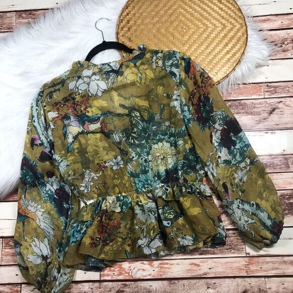 Anthropologie hemant & nandita ruffle silk peplum blouse - Picture 6 of 6